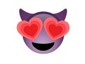 Purple demon devil happy face icon with horns