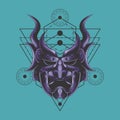 Purple demon mask sacred geometry