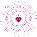 Purple Diamond icon isolated on white background. Jewelry symbol. Gem stone. Abstract circle random dots. Vector Royalty Free Stock Photo