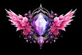 a purple diamond with wings on a black background Royalty Free Stock Photo