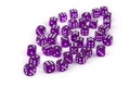 Purple dice on white background