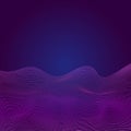 Purple digital lines in waveform on blue background