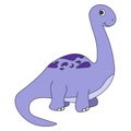 Purple Dinosaur brachiosaurus cartoon isolated cute illustration Royalty Free Stock Photo
