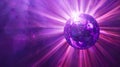 Vibrant Purple Disco Ball with Radial Light Beams Royalty Free Stock Photo