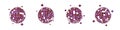 Purple discoball icons. Disco music party mirrorballs in 70s 80s 90s vintage discotheque style. Shining nightclub mirror