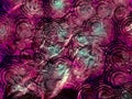 Purple distressed creepy crumpled and bent paper with circles and swirl ornaments pattern grunge