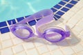 Purple diving goggles Royalty Free Stock Photo