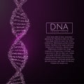 Purple DNA sequence glitter shiny vector illustration. Science molecule structure backgroundbackground. Vector eps10