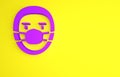 Purple Doctor pathologist icon isolated on yellow background. Minimalism concept. 3d illustration 3D render