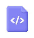 Purple document file with white code brackets. Coding, programming file, development document, digital projects, software Royalty Free Stock Photo