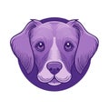 Purple Dog Head with Droopy Ears Simple Illustration Royalty Free Stock Photo
