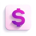 Purple dollar sign icon on a white background