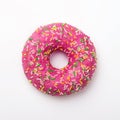 Purple donut in glaze on a white background. Great fresh tasty purple donut drizzled with glaze.