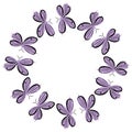 Purple doodle butterflies vector round frame