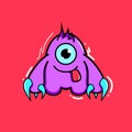 Purple Doodle monster with one big eye