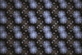 Purple double checkered pattern of circles and squares on a black background.