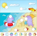 Purple dragons on the beach: complete the puzzle Royalty Free Stock Photo