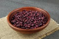 Purple dried beans in a woodenbowl. Royalty Free Stock Photo