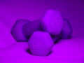 Purple dumbbell isolated, purple dumbbell concept Royalty Free Stock Photo