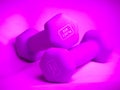 Purple dumbbell isolated, dumbbell concept Royalty Free Stock Photo