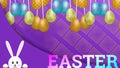 purple Easter background image decorated with beautifull eggs