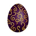 Purple easter egg with golden pattern