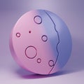 Purple Eclipse of the sun icon isolated on purple background. Total sonar eclipse. Minimalism concept. 3D render Royalty Free Stock Photo