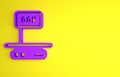 Purple Electronic scales icon isolated on yellow background. Weight for food. Weighing process in store or supermarket