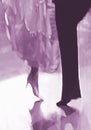 Purple elegant male and female feet and dress Royalty Free Stock Photo