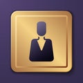 Purple Employee icon isolated on purple background. Head hunting. Business target or Employment. Human resource and