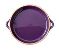 Purple enamel ceramic baking bowl isolated on white Royalty Free Stock Photo