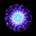 Purple Energy Sphere With Glowing Blue Core Isolated On Black Royalty Free Stock Photo