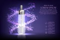 Purple essence repair with helical structure and a bottle of drops,