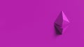 Purple Ethereum gold sign icon with colored background. 3d render isolated illustration, cryptocurrency, crypto, business,