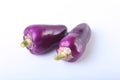 Purple exotic color bell peppers white background. Royalty Free Stock Photo