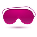 Purple eye sleep mask vector illustration. Sleep accessory object. Eye protection for rest night travel