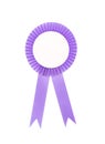 Purple fabric award ribbon isolated on white Royalty Free Stock Photo