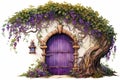Purple fairy door flowers. Generate Ai Royalty Free Stock Photo