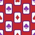 Purple falling playing cards seamless pattern Royalty Free Stock Photo