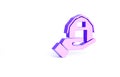 Purple Farm house in hand icon isolated on white background. Minimalism concept. 3d illustration 3D render Royalty Free Stock Photo