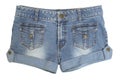 Purple fashion denim shorts isolated