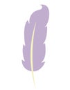 Purple feather in flat style.