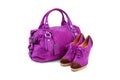 Purple female bag&shoes-1 Royalty Free Stock Photo