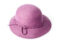 Purple female felt hat isolated on white