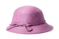 Purple female felt hat isolated on white