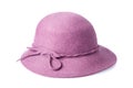Purple female felt hat on white