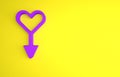Purple Female gender symbol icon isolated on yellow background. Venus symbol. The symbol for a female organism or woman
