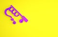 Purple Fishing rod icon isolated on yellow background. Fishing equipment and fish farming topics. Minimalism concept. 3d Royalty Free Stock Photo