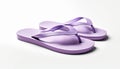 Purple flipflops isolated on white with copy space