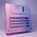 Purple Floppy disk for computer data storage icon isolated on purple background. Diskette sign. Minimalism concept. 3D Royalty Free Stock Photo